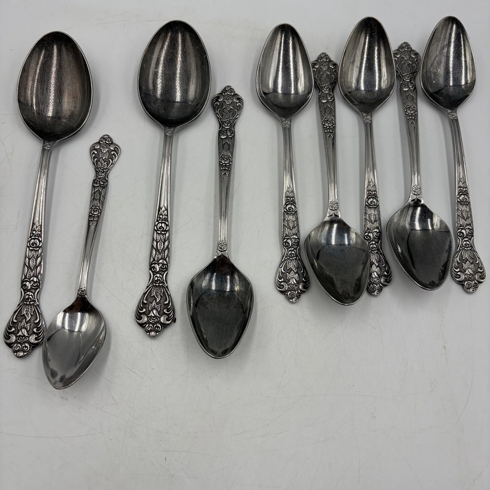 Lot of 9 Versailles by MSI Stainless Japan Oval Soup Spoons 3 Sizes